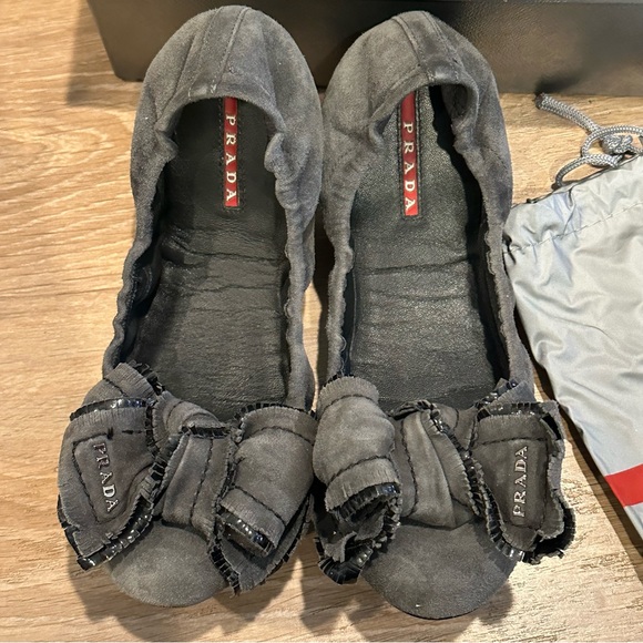 Prada Suede ballet flats with Bow size 37 1/2 - Picture 3 of 15